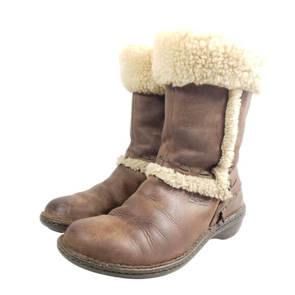 UGG Womens Shearling-Lined Leather Boots Size 9 Brown - Picture 2 of 9